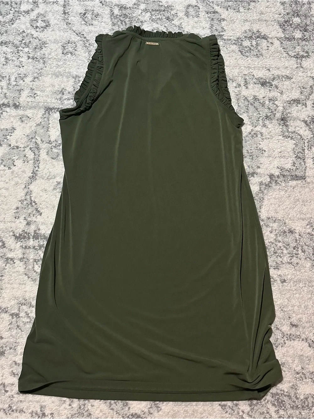 Ruffled Sleeveless V-Neck Shift Dress - Green